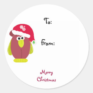 Sticker Rond Poule de Noël dessin animé