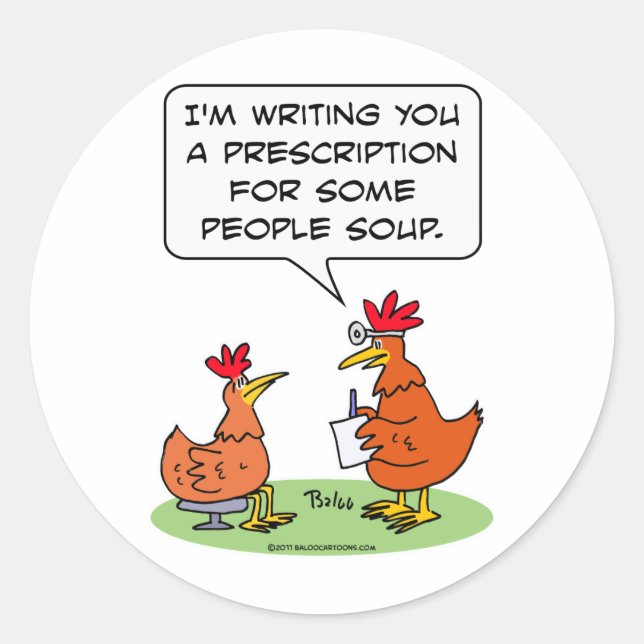 Sticker Rond poule gens médecin soupe de patient (Devant)