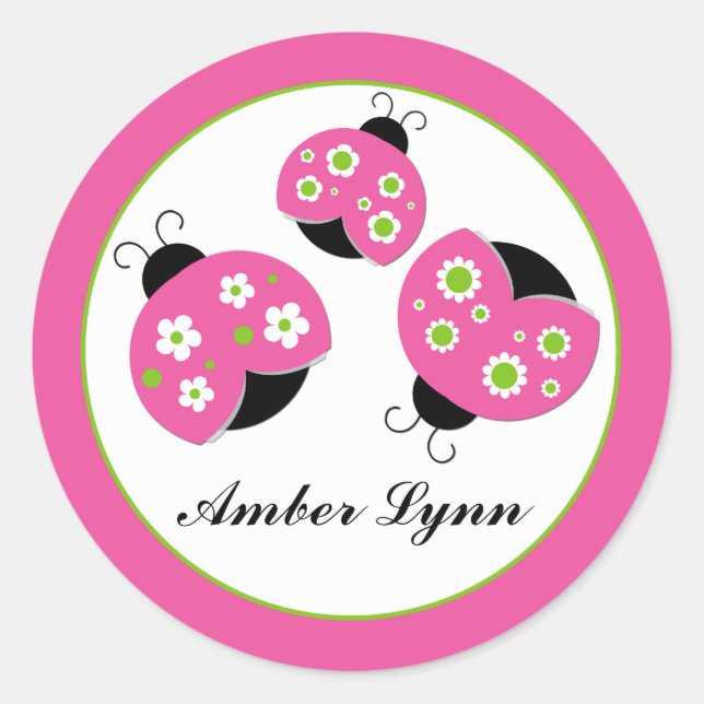 Sticker Rond Poules longues rose et citron vert (Devant)