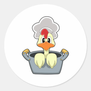 Sticker Rond Poulet avec pot à Cuisine
