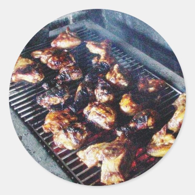 Sticker Rond Poulet barbecue (Devant)
