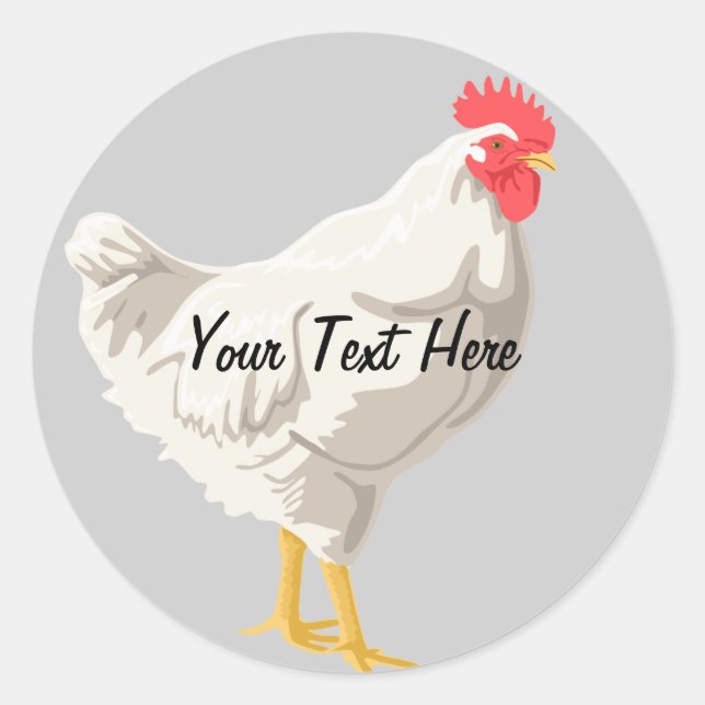 Sticker Rond Poulet blanc (Devant)