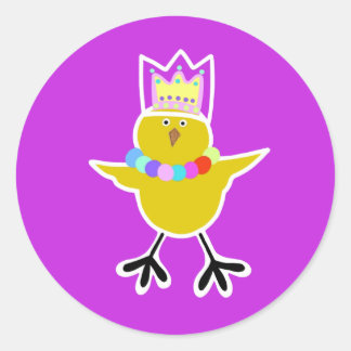 Sticker Rond Poulet dans une couronne avec perles
