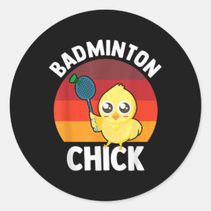 Sticker Rond Poulet de badminton Joueur de badminton Volant Spo