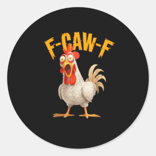 Sticker Rond Poulet F-Awk-F drôle F-Caw-F Coq Pun Rétro Vi
