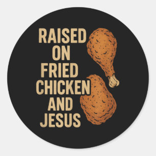 Sticker Rond Poulet Frit & Jésus Vie Chrétienne de Campagne