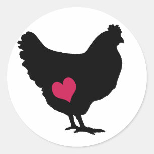 Sticker Rond Poulet mignon au coeur rose