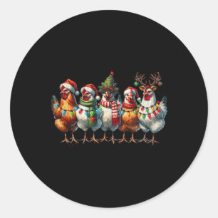 Sticker Rond Poulet Noël Lumières Ferme Animal mignonne Noël Ho