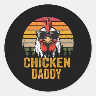 Sticker Rond Poulet papa Vintage Funny Fermier Poulet père