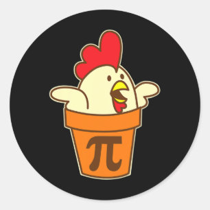 Sticker Rond Poulet Pot Pi Geek Pie Mathématiques Pun amusant