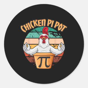 Sticker Rond Poulet Pot Pi Vêtements Pi Jour Vintage Rétro Math