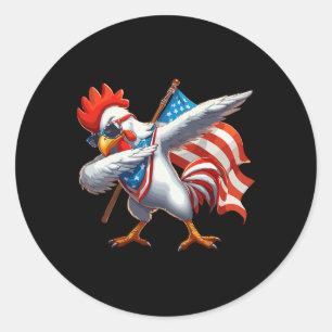 Sticker Rond Poulet qui fait le dab Poulet Sungles 4 juillet Am