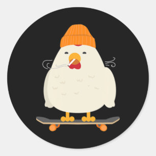 Sticker Rond Poulet skater cool skateboard