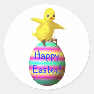 Sticker Rond Poulet sur oeuf de Pâques