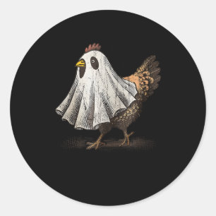 Sticker Rond Poulet ultraspirite, Fantôme de poulet, Halloween