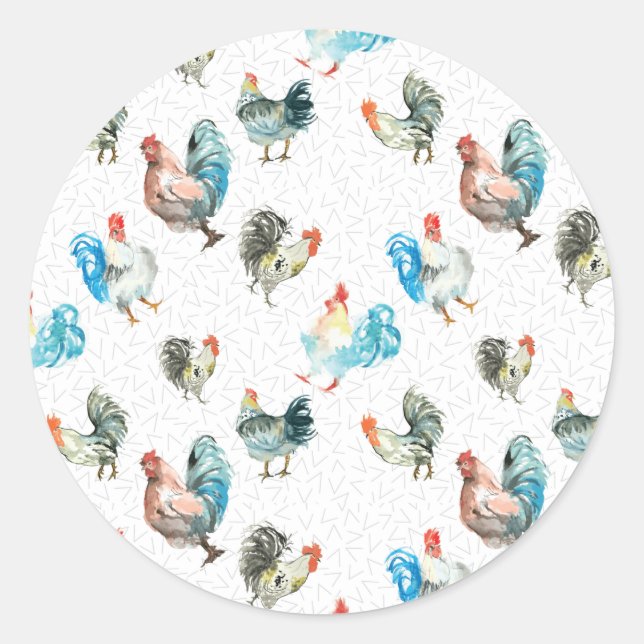 Sticker Rond Poulets Amateurs De Poules De Pays (Devant)