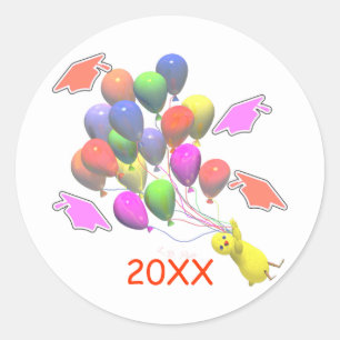 Sticker Rond Poulets et ballons Jardin d'enfants Graduation