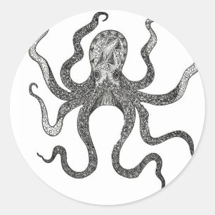 Sticker Rond poulpe