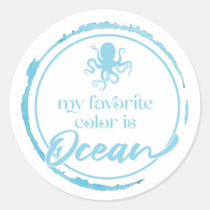 Sticker Rond Poulpe Bleu Côtier