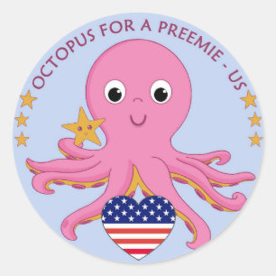 Sticker Rond Poulpe rond d'autocollants pour un Preemie USA