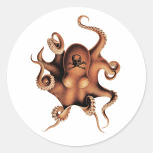 Sticker Rond poulpe rouge