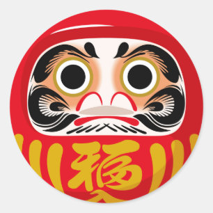 Sticker Rond Poupée Daruma (charme traditionnel japonais de bon