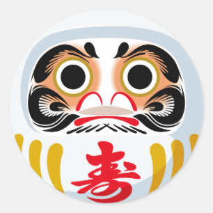 Sticker Rond Poupée Daruma (charme traditionnel japonais de cha
