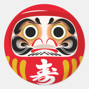Sticker Rond Poupée Daruma (charme traditionnel japonais de cha