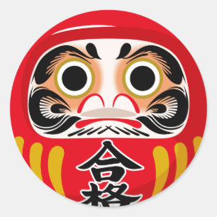 Sticker Rond Poupée Daruma (charme traditionnel japonais de cha