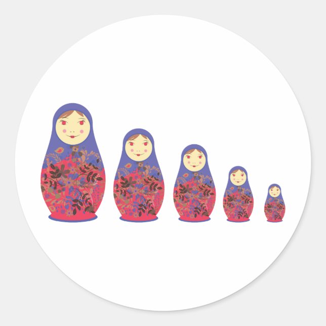 Sticker Rond Poupée Matryoshka ~ Nichka russe / Babushka (Devant)