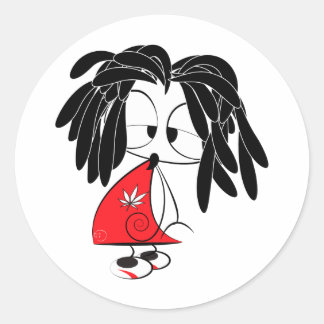 Sticker Rond Poupée Rastaman
