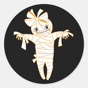 Sticker Rond poupée vaudou mignonne à la momie tour d'halloween