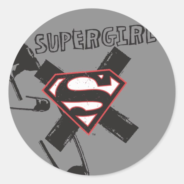 Sticker Rond Poupées de sécurité noire Supergirl (Devant)