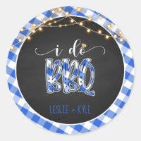 Sticker rond pour barbecue - En vichy bleu - Perso