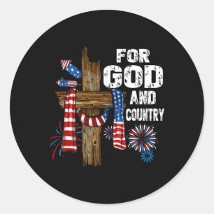 Sticker Rond Pour Dieu et la Croix du pays Christian Patriotiqu