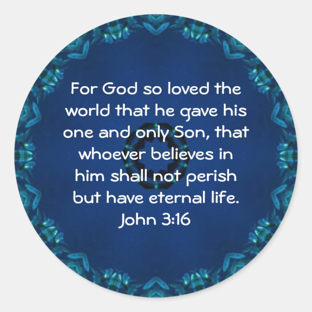 Sticker Rond Pour Dieu si aimé le monde ... John 3:16 (Devant)