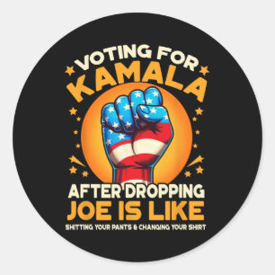 Sticker Rond Pour Kamala Après Avoir Laissé Joe, C'Est Comme Ka
