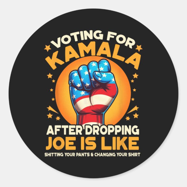 Sticker Rond Pour Kamala Après Avoir Laissé Joe, C'Est Comme Ka (Devant)