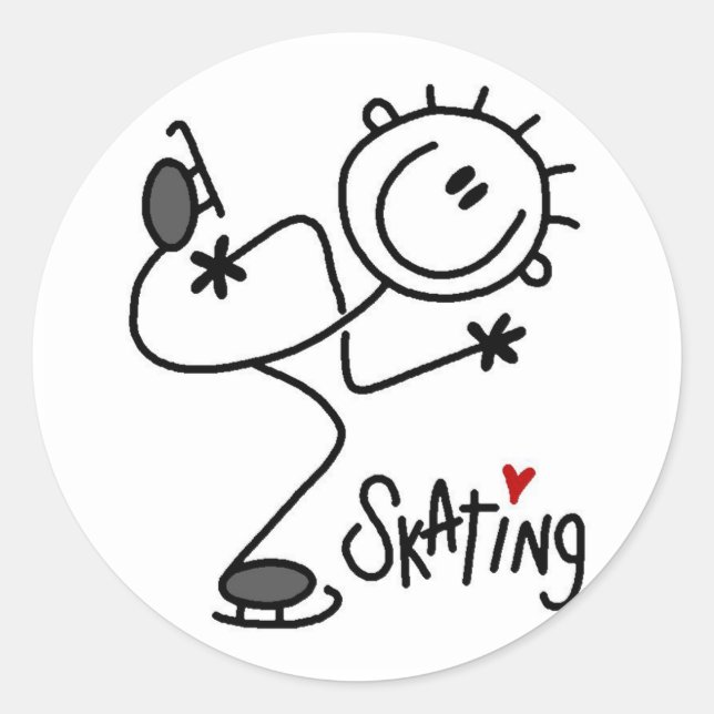 Sticker Rond Pour l'amour des tee-shirts et cadeaux de patinage (Devant)