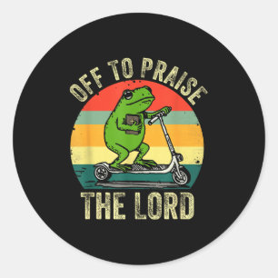 Sticker Rond Pour louer le Seigneur Drôle de Grenouille Étude B