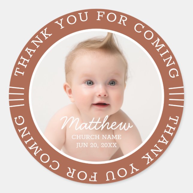 Sticker Rond Pour Lui Saint Merci Baptême Pour Venir Photo (Devant)