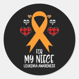 Sticker Rond Pour ma nièce Leukemia Sensibilisation Ribbon Leop