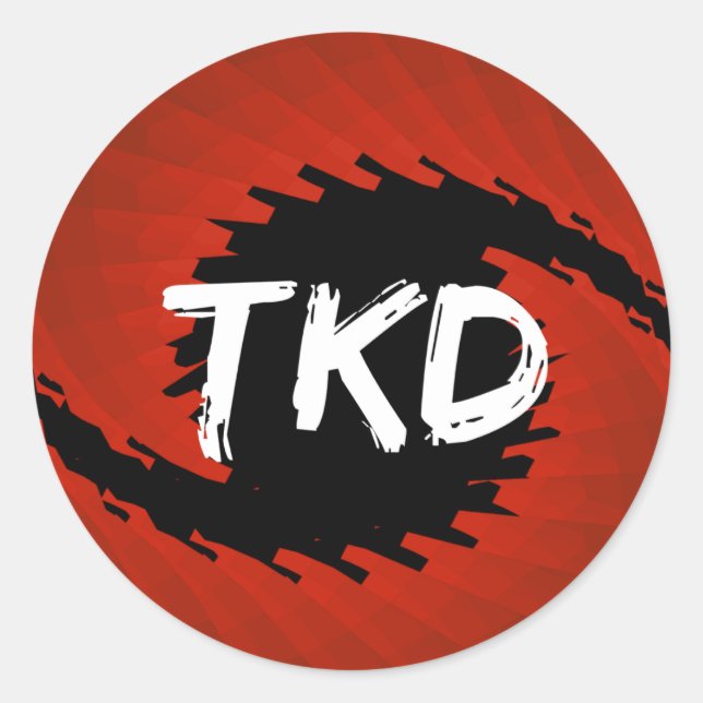 Sticker rond pour ouragan TKD rouge et noir (Devant)
