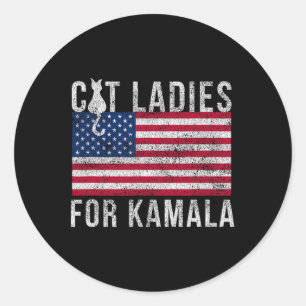 Sticker Rond Pour Président 2024 Distressed Cat Ladies For Kama