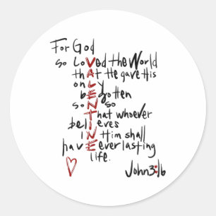 Sticker Rond Pour que Dieu aime tant le monde Verset biblique J