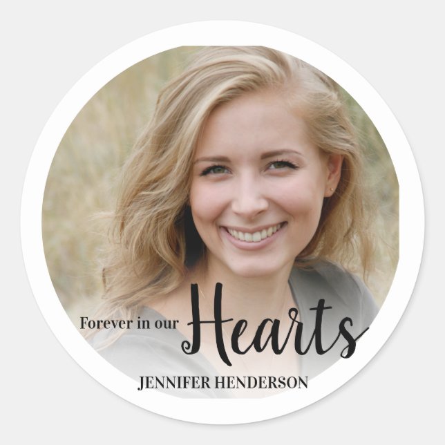 Sticker Rond Pour toujours dans nos coeurs Photo Memorial (Devant)
