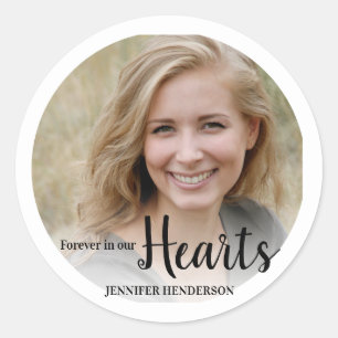Sticker Rond Pour toujours dans nos coeurs Photo Memorial