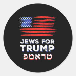 Sticker Rond Pour Trump 2024 Israel Usa Hébreu Election Jewish