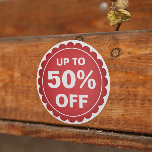 Sticker Rond Pourcentage de remise promotionnelle rouge de vent
