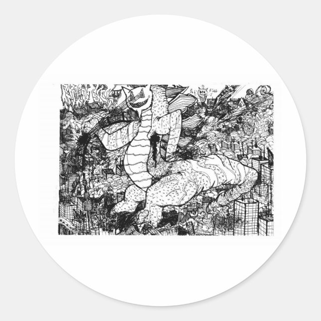 Sticker Rond Pourcentage Godzilla (Devant)